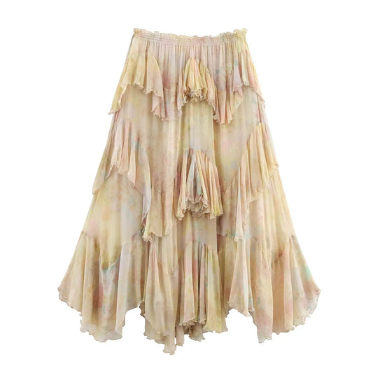 ayered high waist  skirt