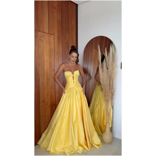 Yellow Strapless Dress