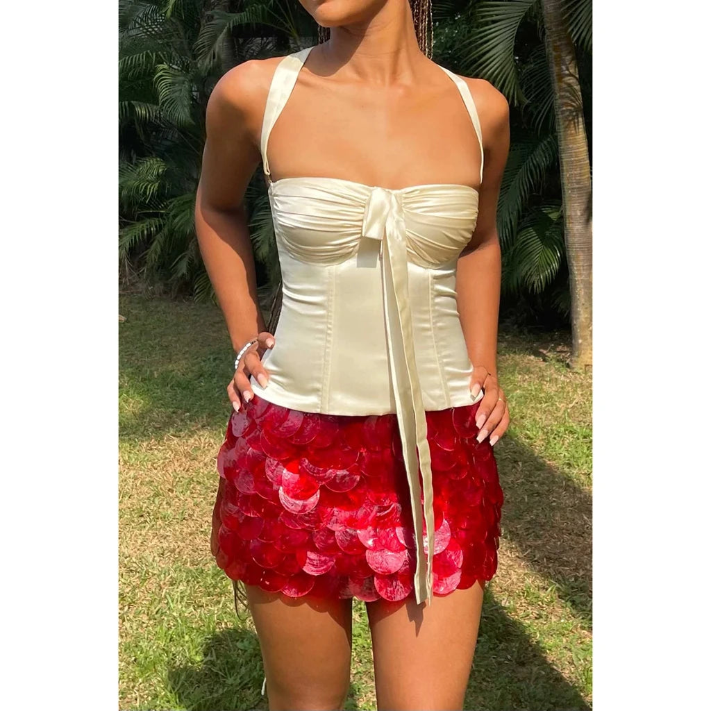 Sequined Layered Mermaid Mini Skirt