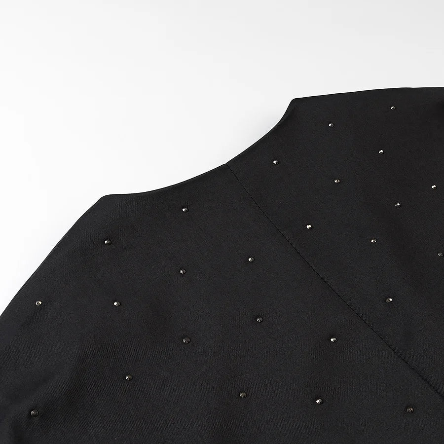 diamond-studded high-end V-neck slim jacket