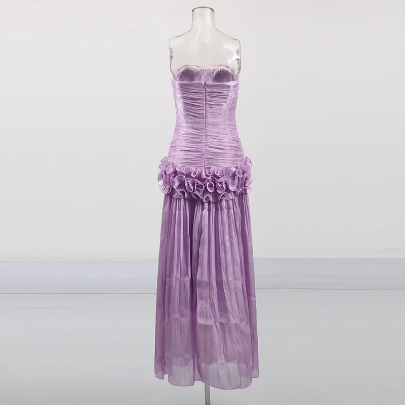 Flounce Wrinkle Wrapped Chest Dress