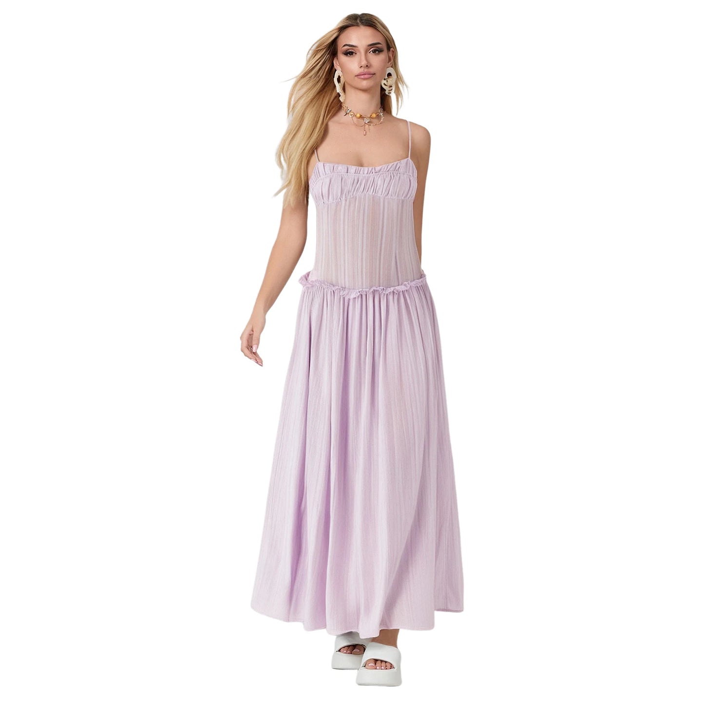 Ruffled Low Waist Slip Cami Dress