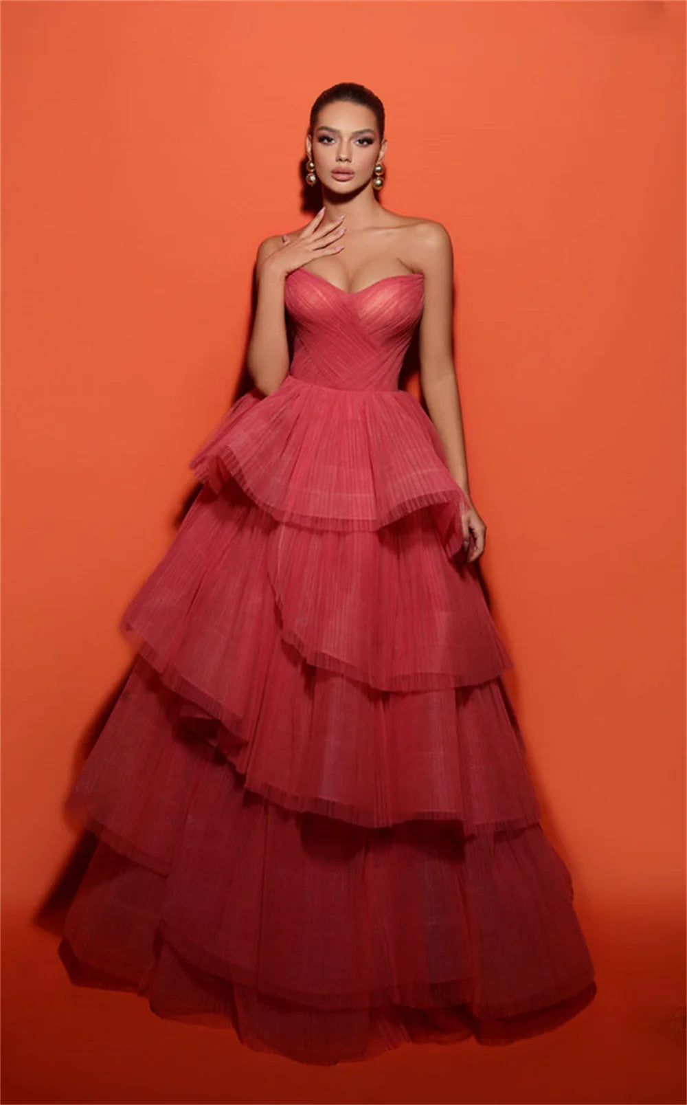 Strapless Tiered Ruffle Dress