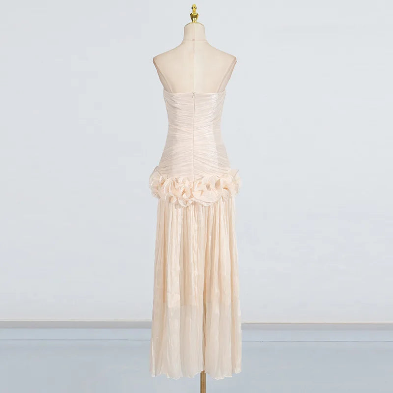Flounce Wrinkle Wrapped Chest Dress