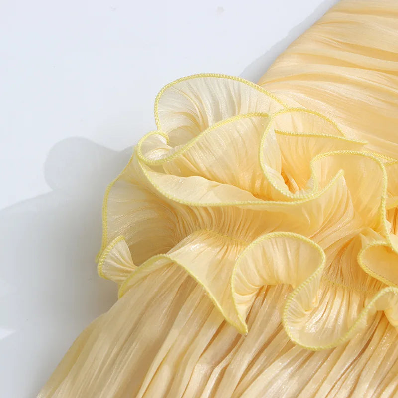 Flounce Wrinkle Wrapped Chest Dress