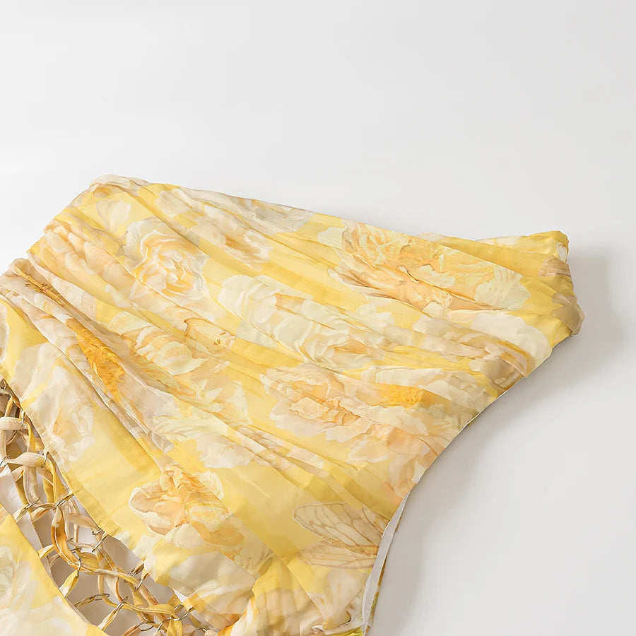 one-shoulder flower dress