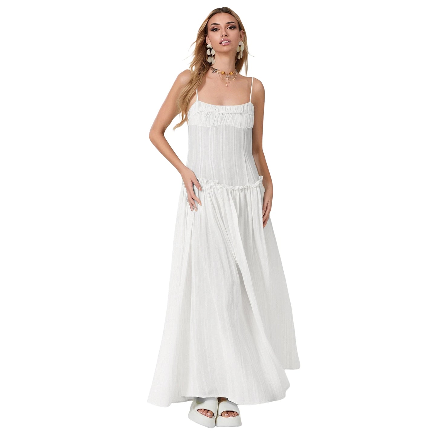 Ruffled Low Waist Slip Cami Dress