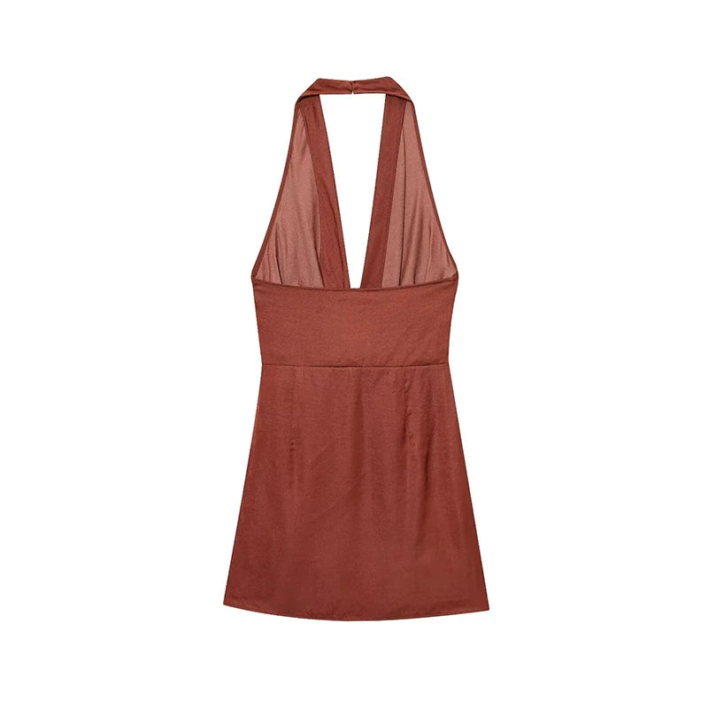 Slim Hanging Neck Mini Dress