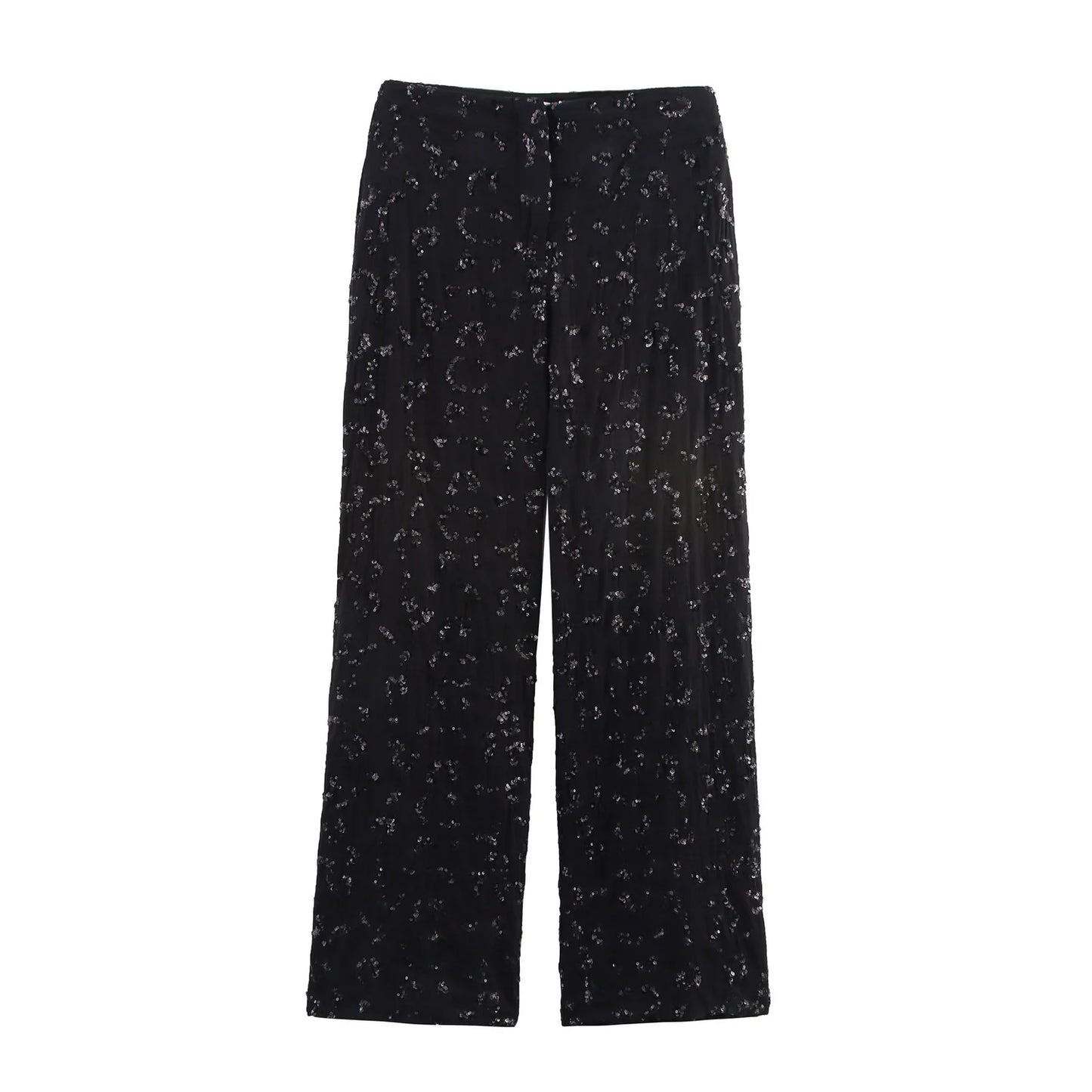suit sequined tube top with high waist straight pants