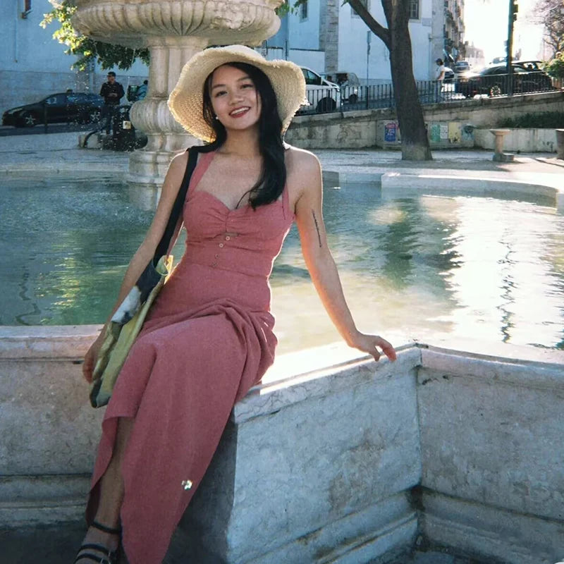 Tube pink maxi dress