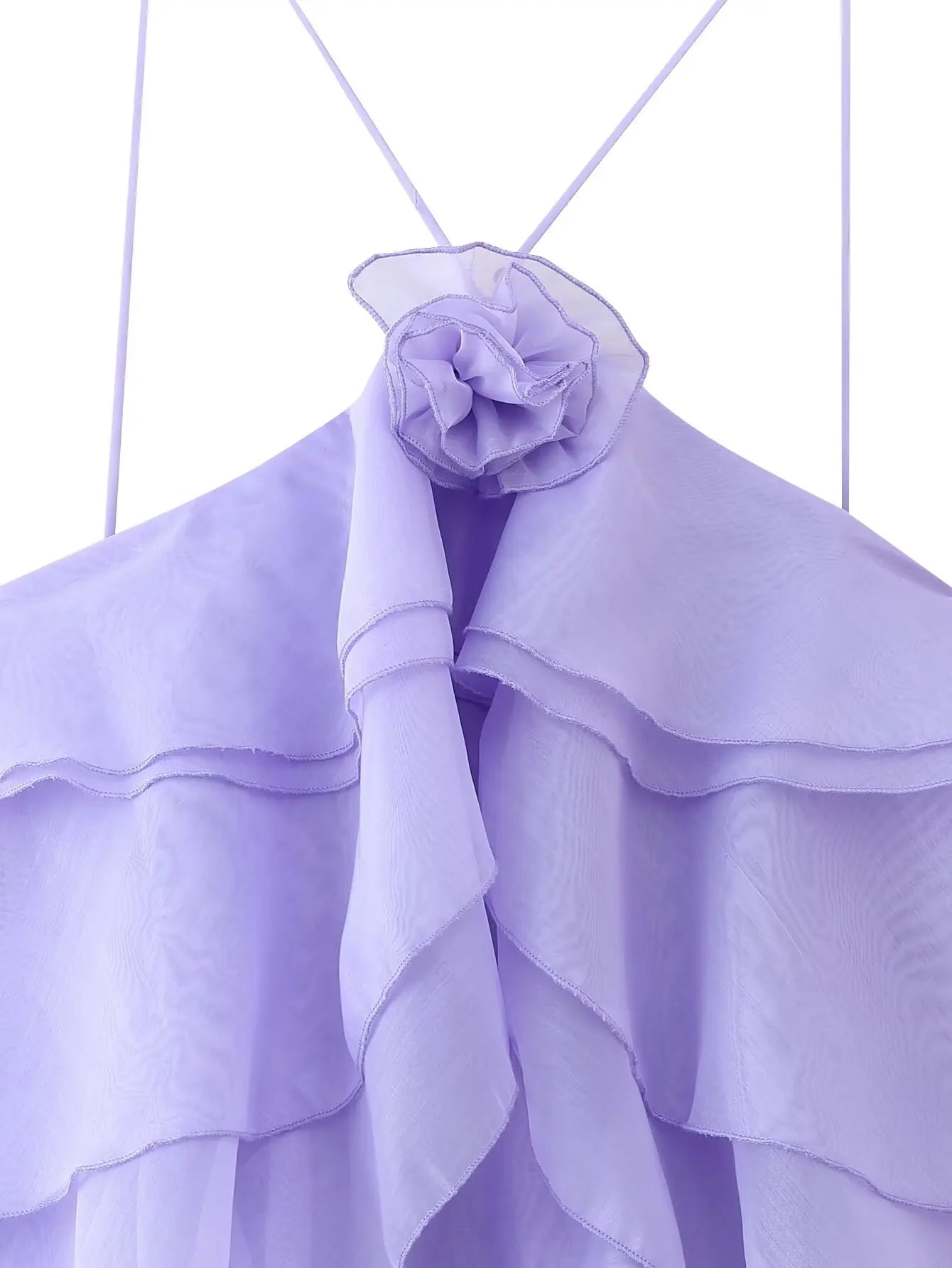 flower layered ruffled suspender dress