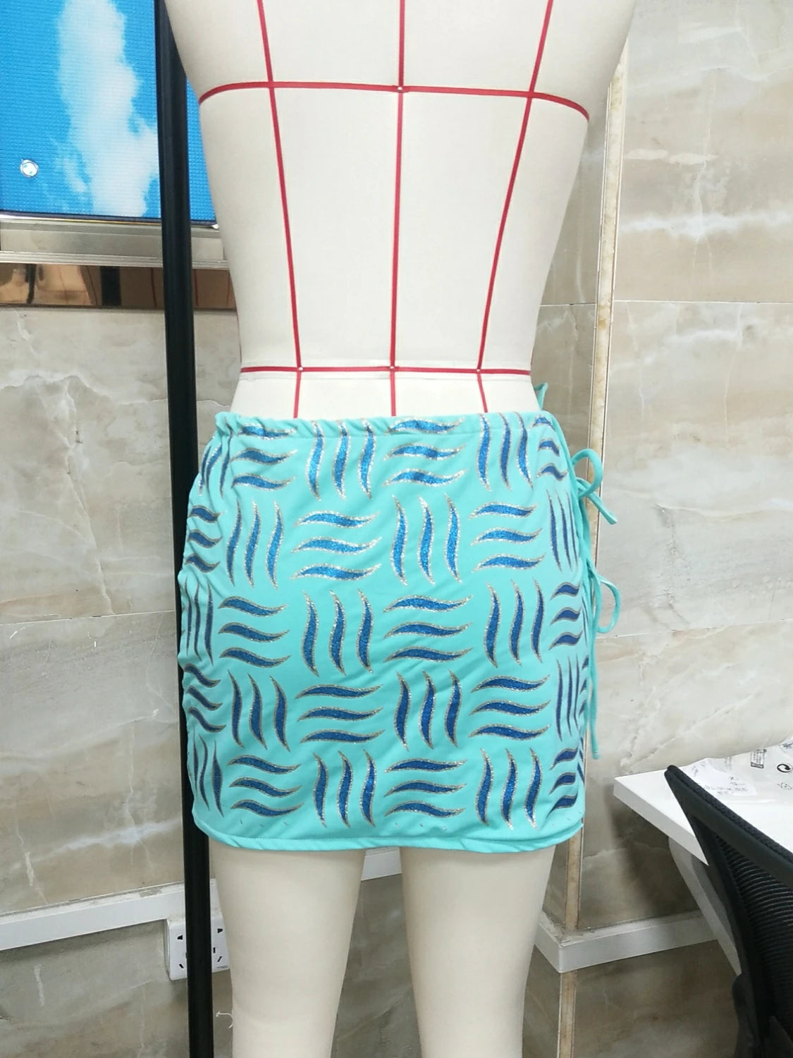 Split Tied Side Hollow Out Mini Skirt