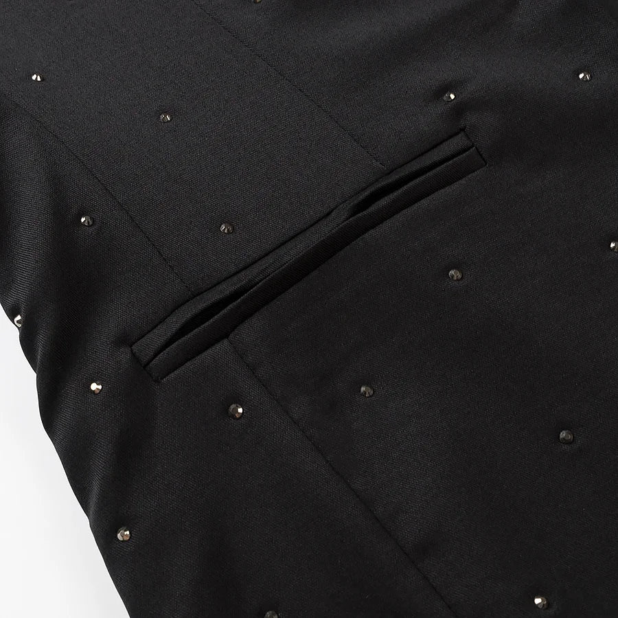 diamond-studded high-end V-neck slim jacket