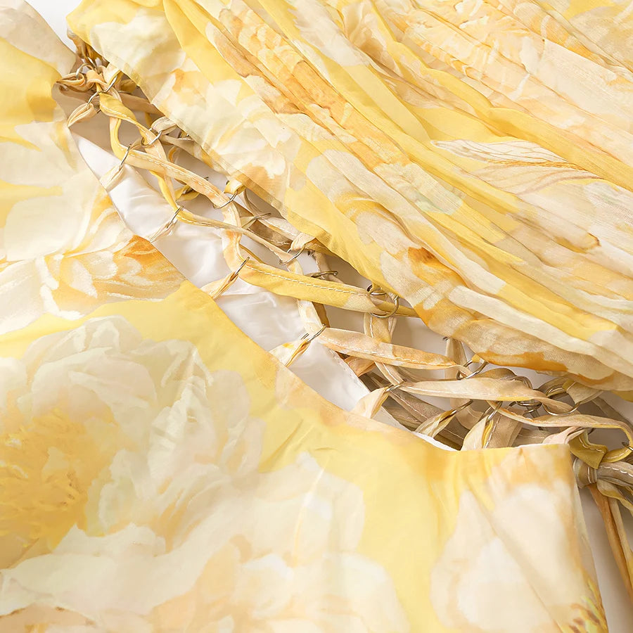 one-shoulder flower dress