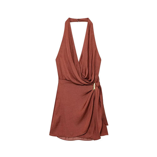 Slim Hanging Neck Mini Dress