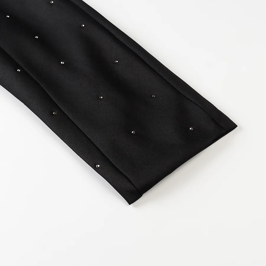 diamond-studded high-end V-neck slim jacket