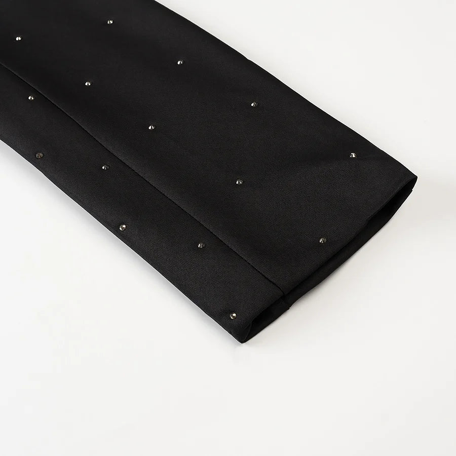 diamond-studded high-end V-neck slim jacket