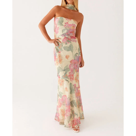 Mermaid Tube Long Dress with Scarf