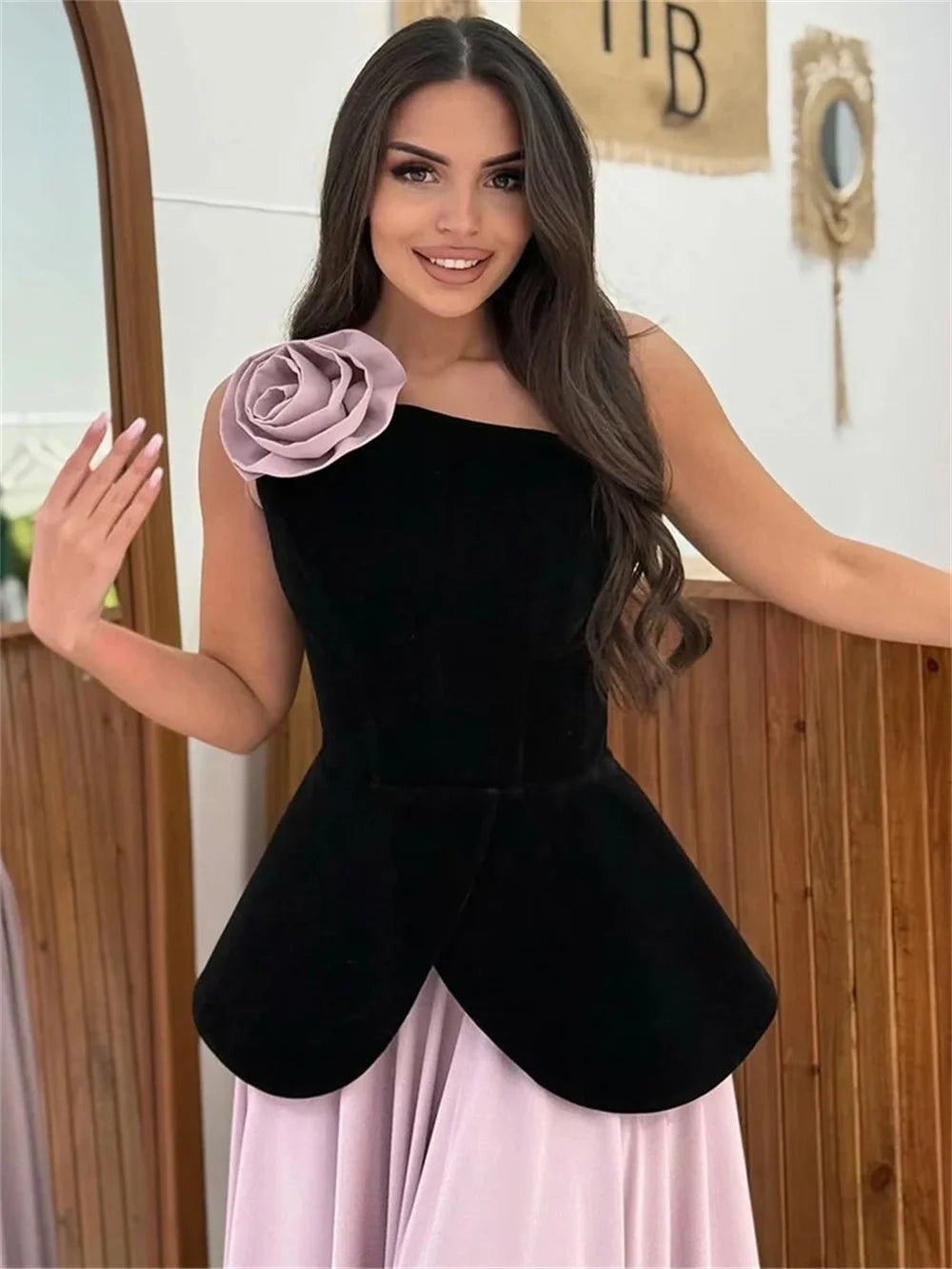 Velvet Flower Evening Dress