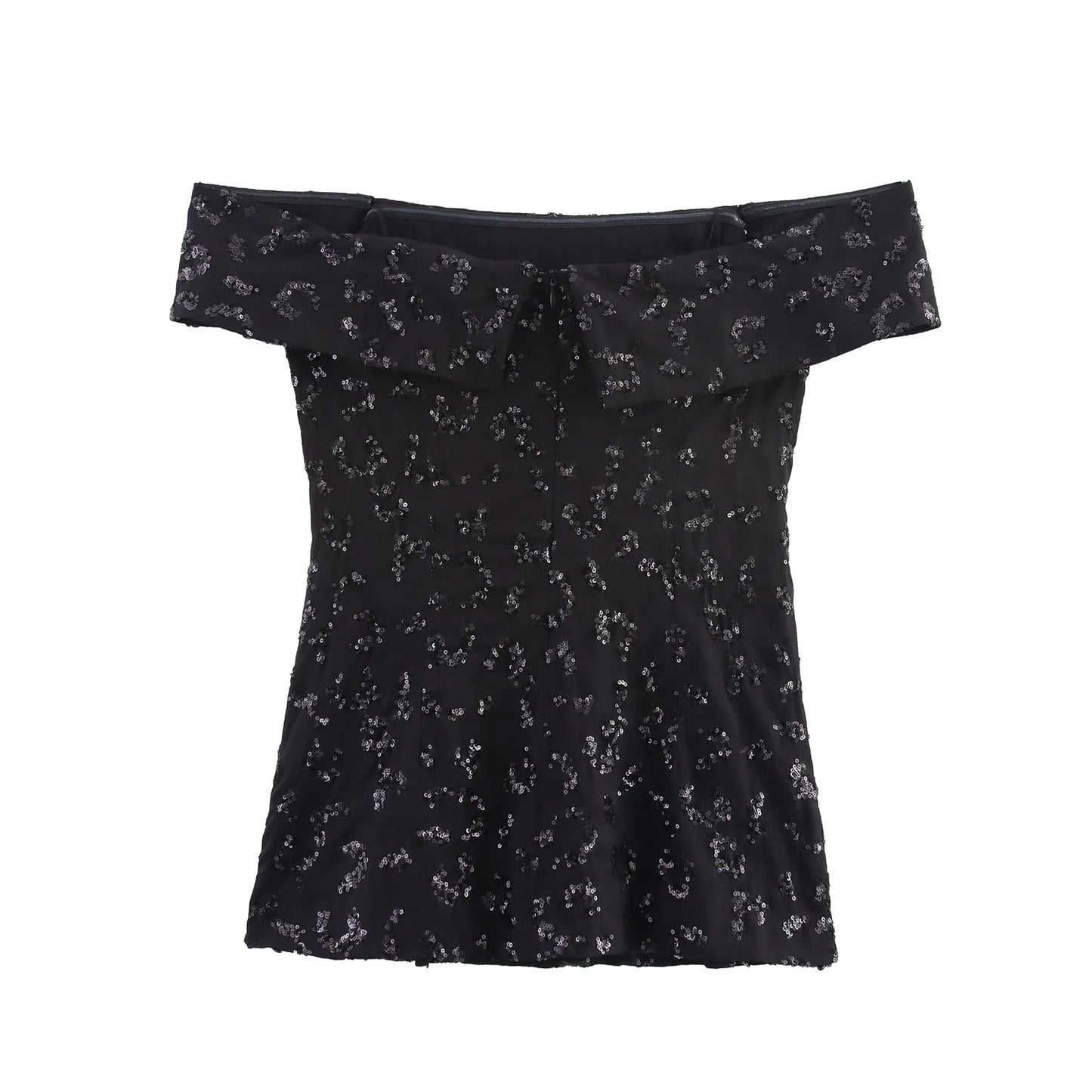 suit sequined tube top with high waist straight pants