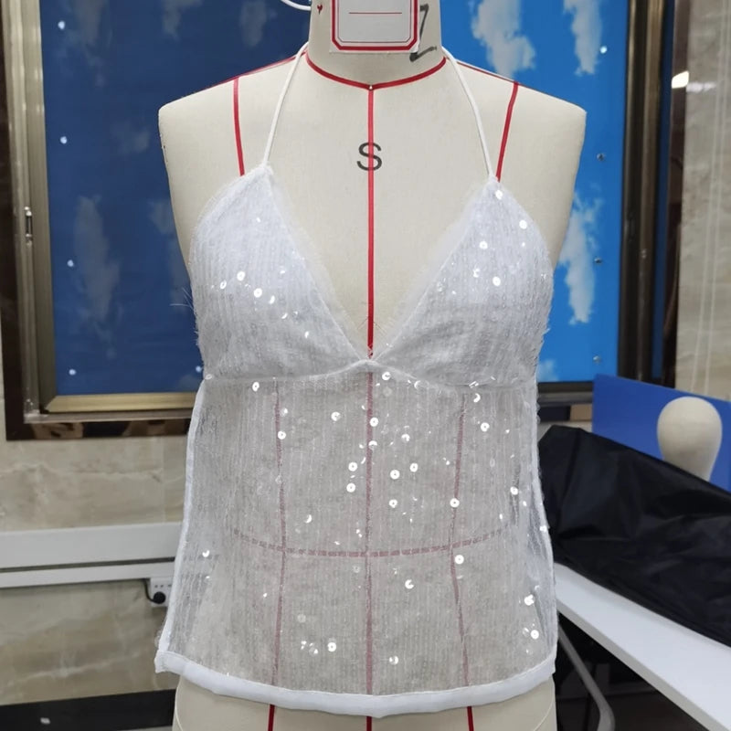 Sequins Backless CropTop